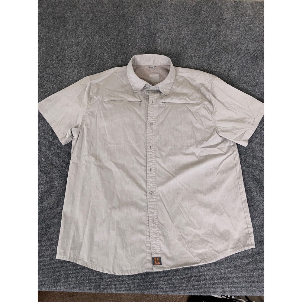 Reel Legends Performance Outfitters Beige Short Sleeve Button Down Shirt XL